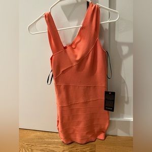 Bebe asymmetrical straps coral dress